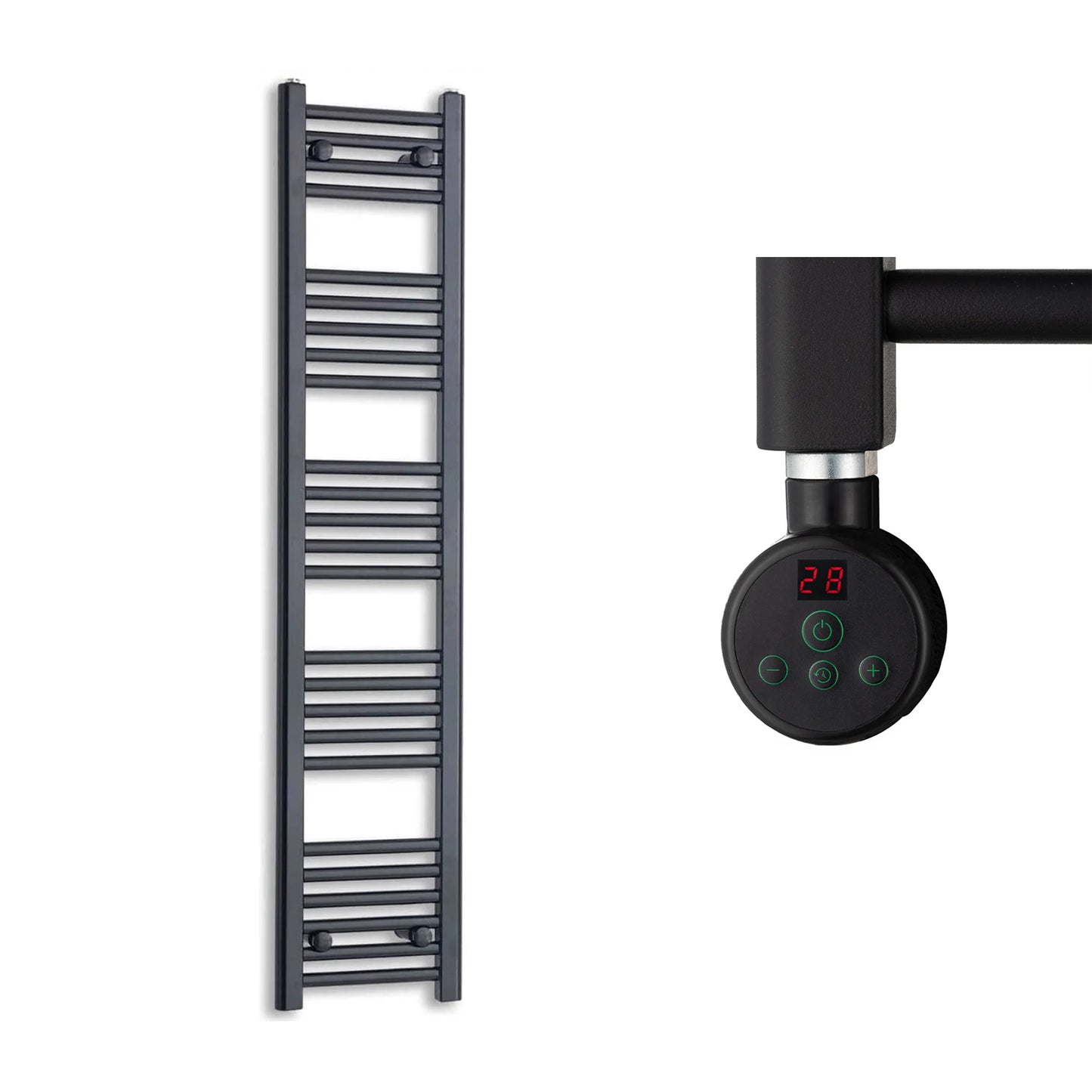 300mm Wide Electric Towel Radiator Black