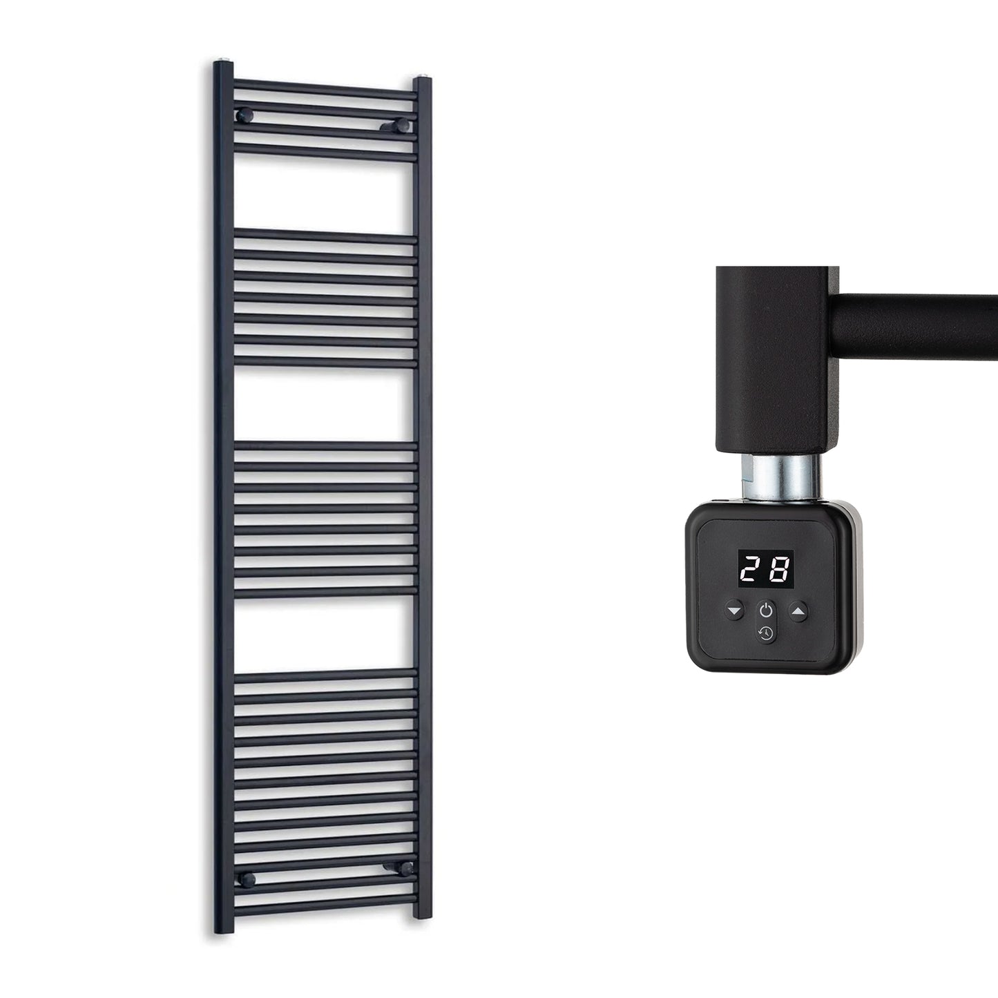 600mm Wide Electric Towel Radiator Black