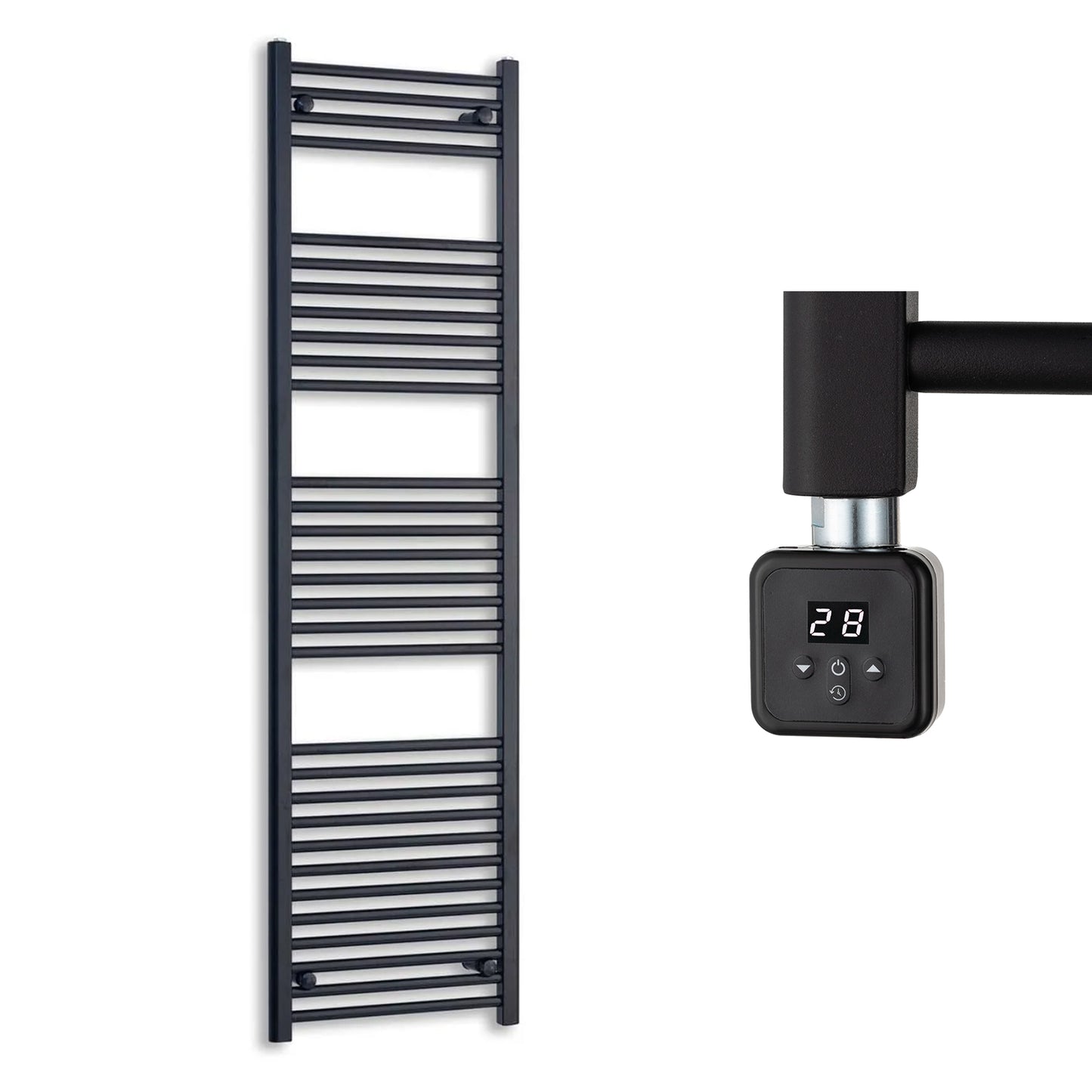 500mm Wide Electric Towel Radiator Black