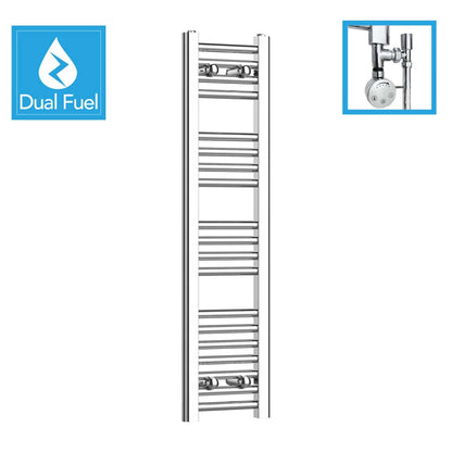 1000x200mm Chrome Dual Fuel Flat Heated Towel Rail Radiator
