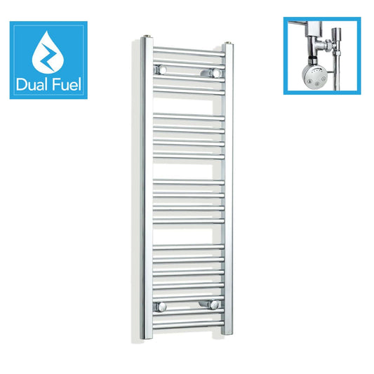 1000x350mm Chrome Dual Fuel Flat Heated Towel Rail Radiator