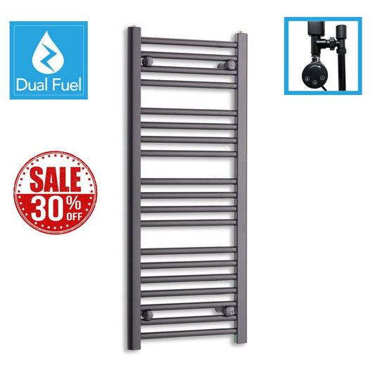 1000x400mm Dual Fuel Flat Black Heated Towel Rail Radiator