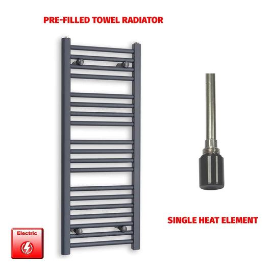 1000x400mm Flat Anthracite Pre Filled Electric Towel Rail HT