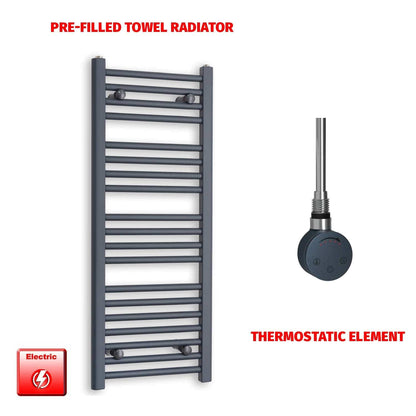 1000x400mm Flat Anthracite Pre Filled Electric Towel Rail HT