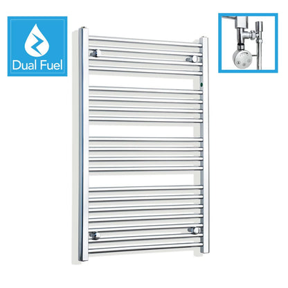 1000x550mm Chrome Dual Fuel Flat Heated Towel Rail Radiator