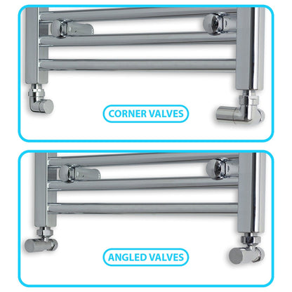 1000x600mm Chrome Dual Fuel Flat Heated Towel Rail Radiator