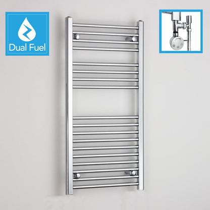 1000x600mm Chrome Dual Fuel Flat Heated Towel Rail Radiator