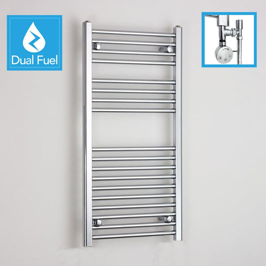 1000x600mm Chrome Dual Fuel Flat Heated Towel Rail Radiator