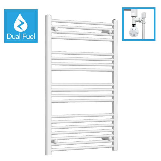 1000x600mm White Dual Fuel Flat Heated Towel Rail Radiator