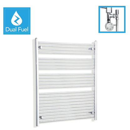 1200x1000mm Chrome Dual Fuel Flat Heated Towel Rail Radiator