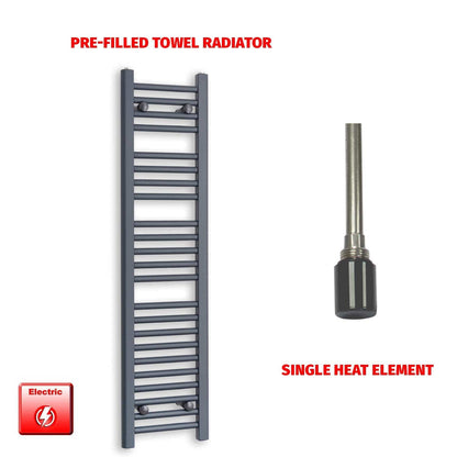 1200x300mm Flat Anthracite Pre Filled Electric Towel Rail HT