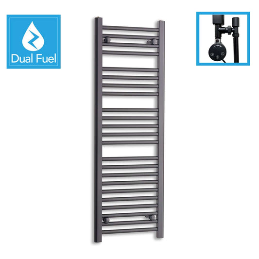 1200x400mm Dual Fuel Flat Black Heated Towel Rail Radiator