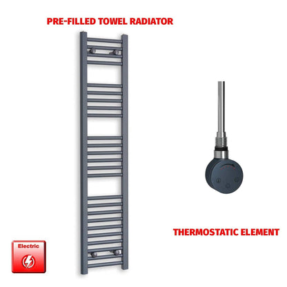 1400x300mm Flat Anthracite Pre Filled Electric Towel Rail HT