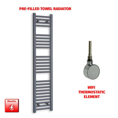 1400x300mm Flat Anthracite Pre Filled Electric Towel Rail HT