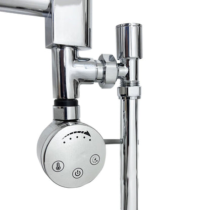 1400x400mm Chrome Dual Fuel Flat Heated Towel Rail