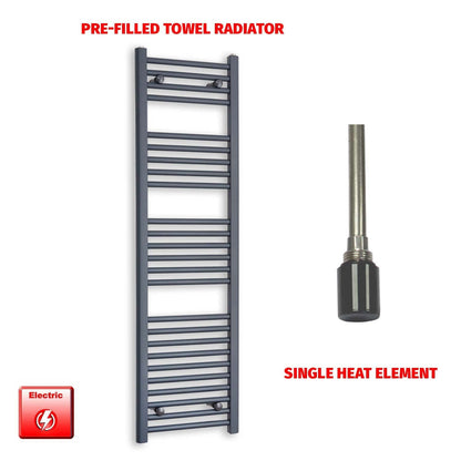 1400x400mm Flat Anthracite Pre Filled Electric Towel Rail