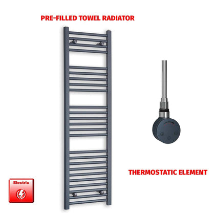 1400x400mm Flat Anthracite Pre Filled Electric Towel Rail
