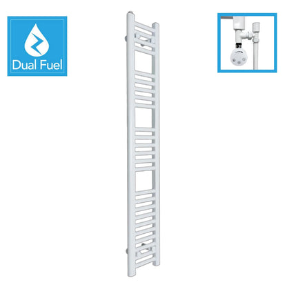 1400x200mm White Dual Fuel Flat Heated Towel Rail Radiator