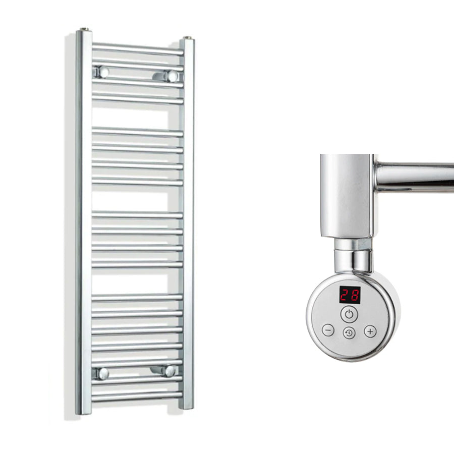 400mm Wide Electric Towel Radiator Chrome in Chrome Finish