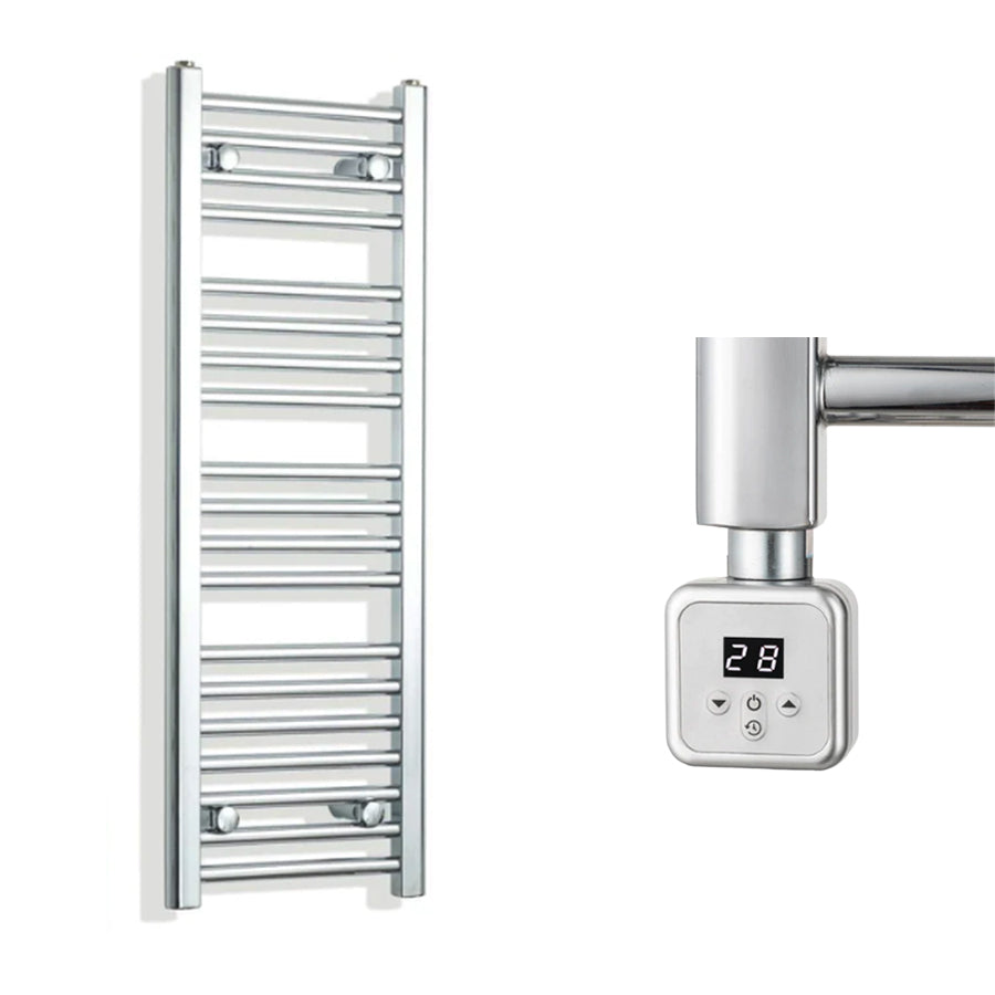 400mm Wide Electric Towel Radiator Chrome in Chrome Finish