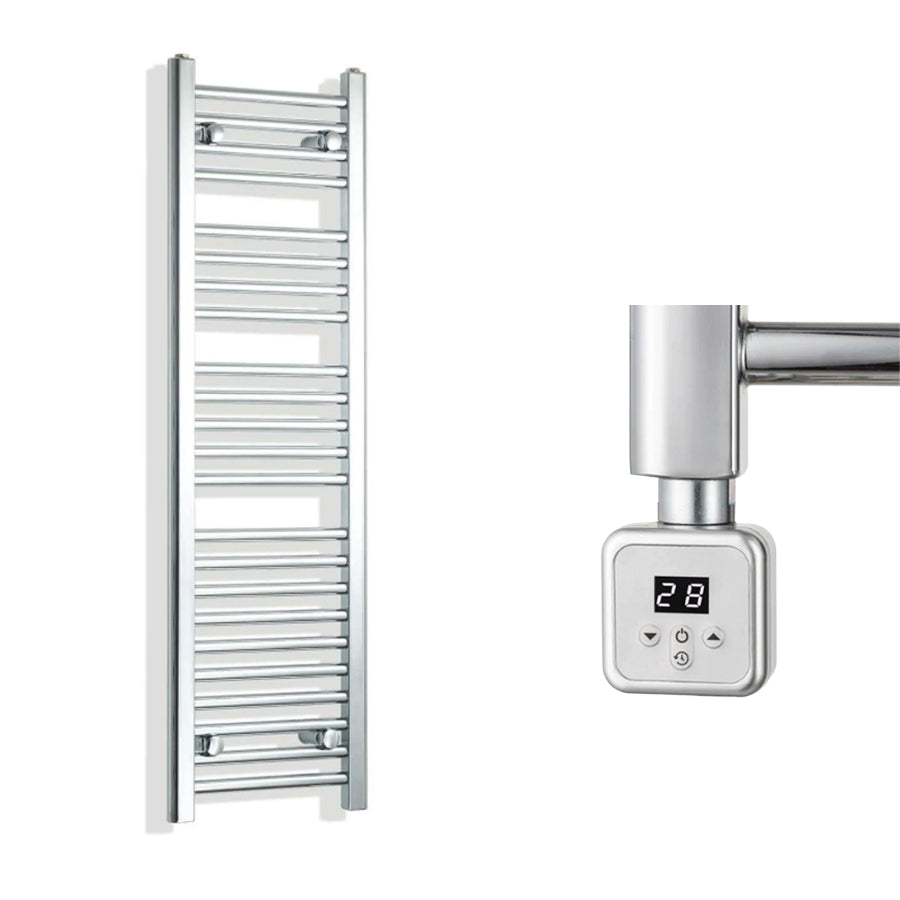 300mm Wide Electric Towel Radiator Chrome in Chrome Finish