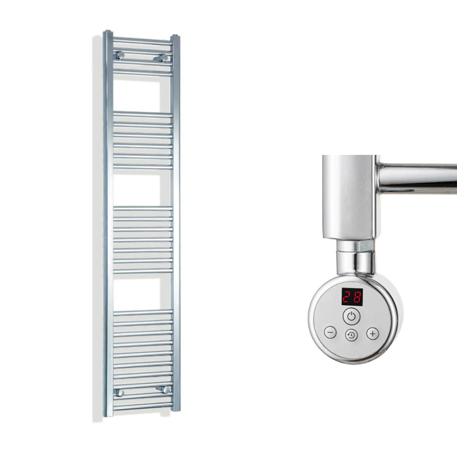 300mm Wide Electric Towel Radiator Chrome in Chrome Finish