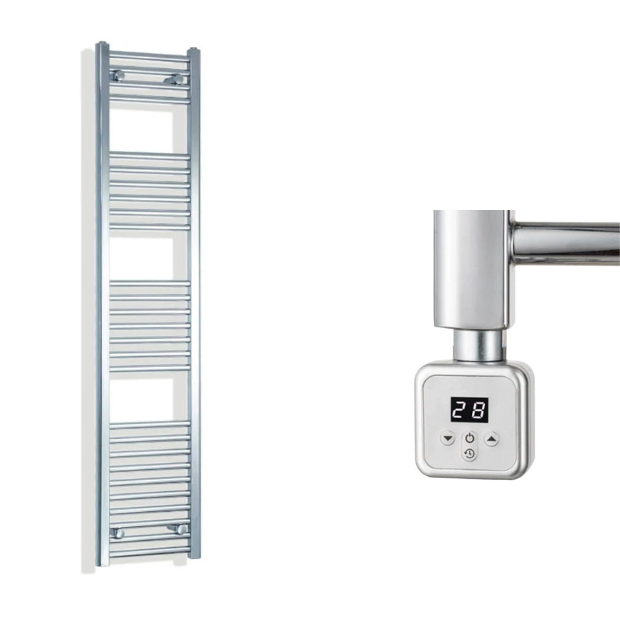 300mm Wide Electric Towel Radiator Chrome in Chrome Finish