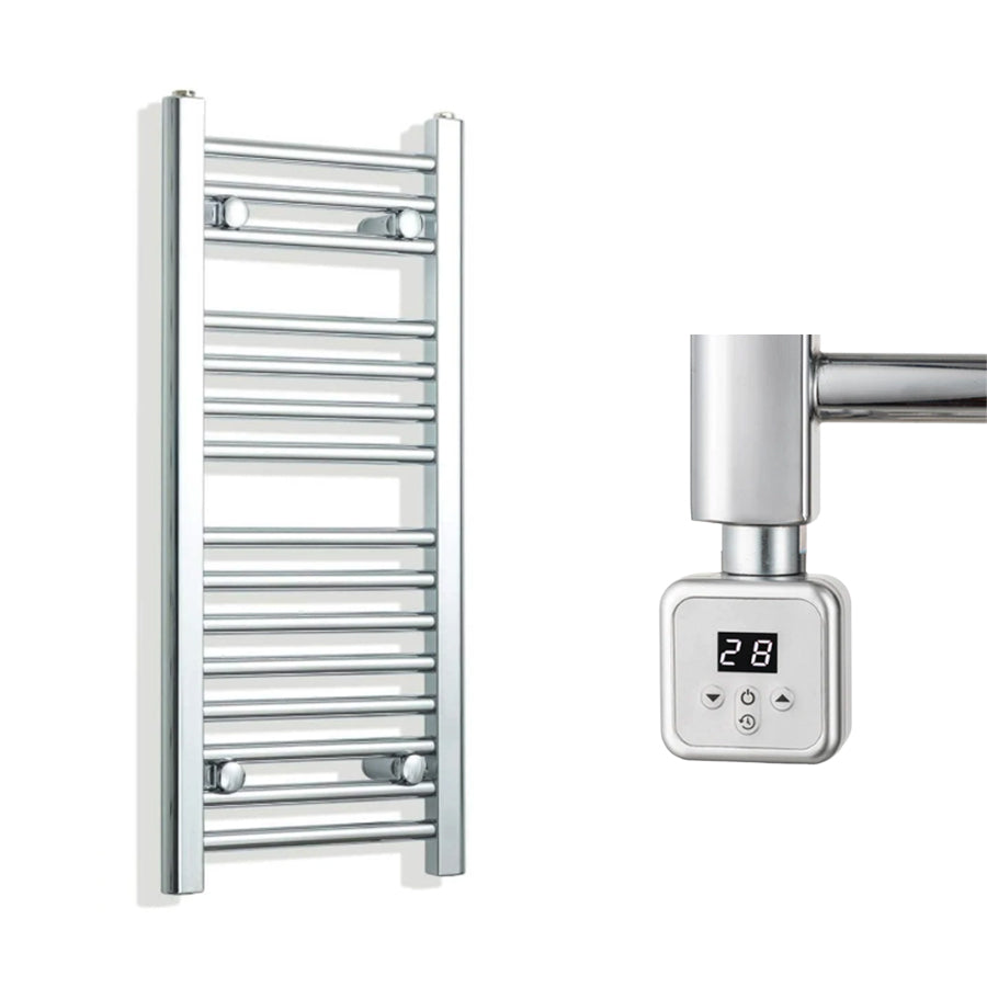 300mm Wide Electric Towel Radiator Chrome in Chrome Finish