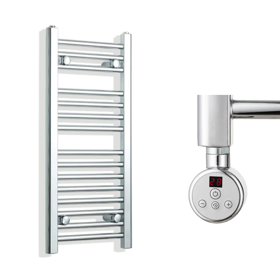 400mm Wide Electric Towel Radiator Chrome in Chrome Finish