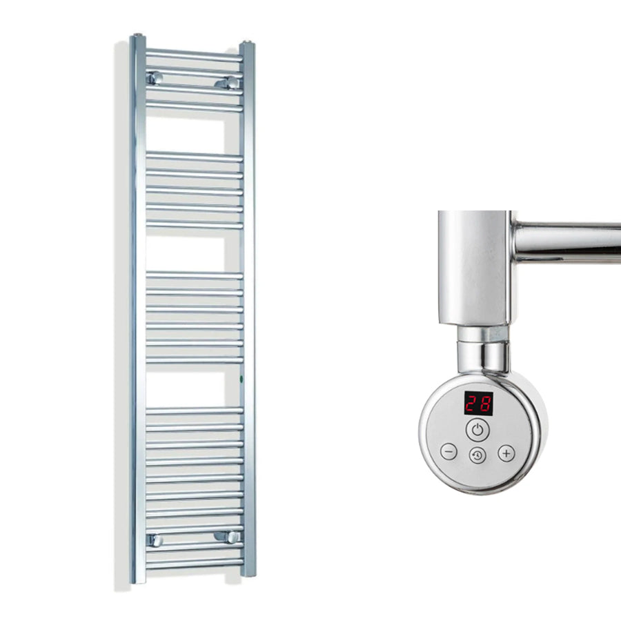 300mm Wide Electric Towel Radiator Chrome in Chrome Finish