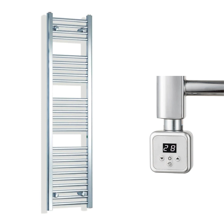 300mm Wide Electric Towel Radiator Chrome in Chrome Finish
