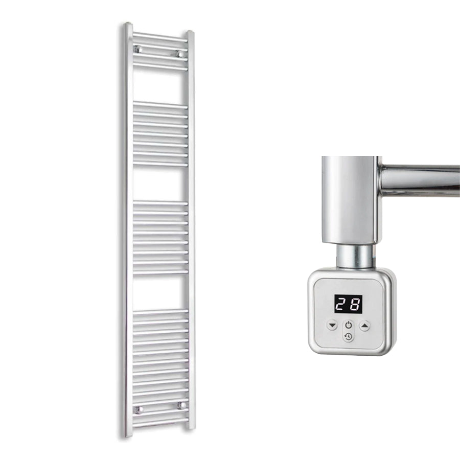 300mm Wide Electric Towel Radiator Chrome in Chrome Finish