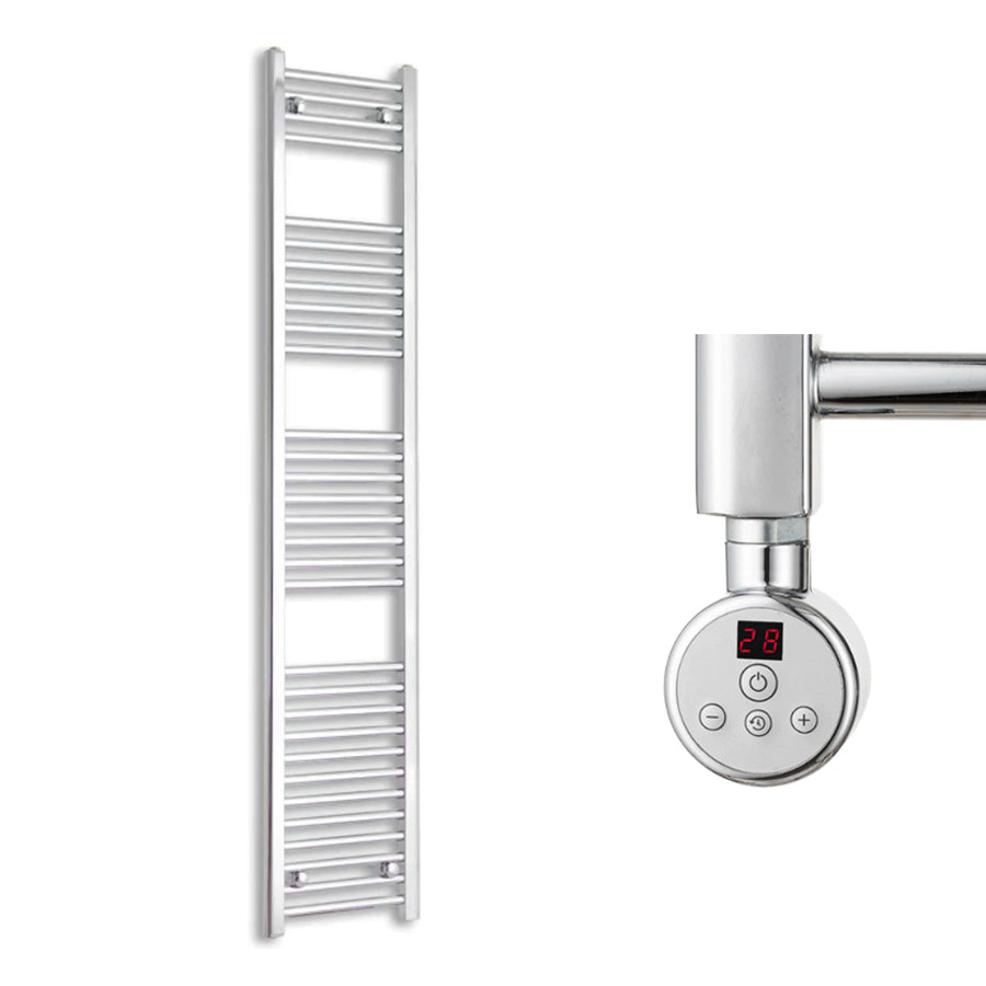 300mm Wide Electric Towel Radiator Chrome in Chrome Finish