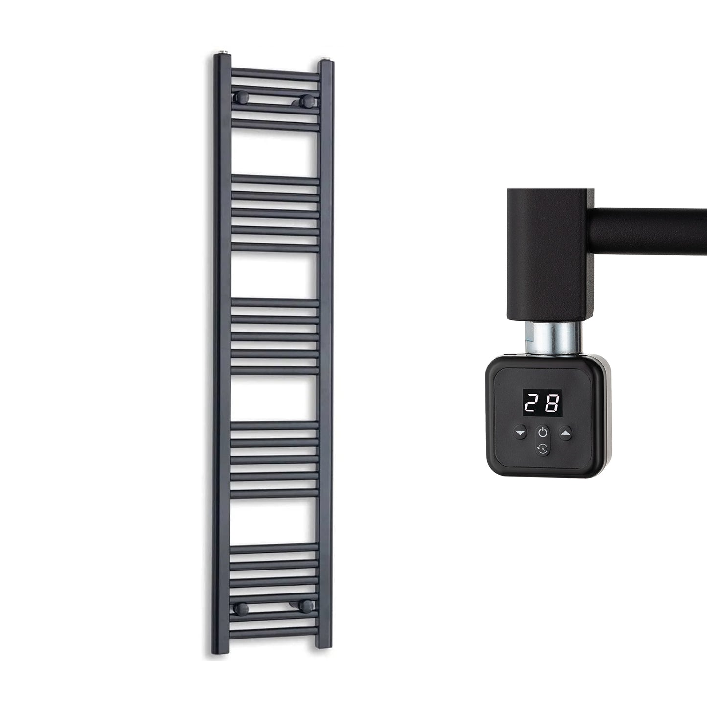 300mm Wide Electric Towel Radiator Black