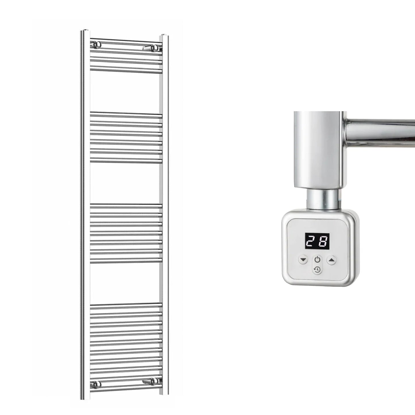 400mm Wide Electric Towel Radiator Chrome in Chrome Finish