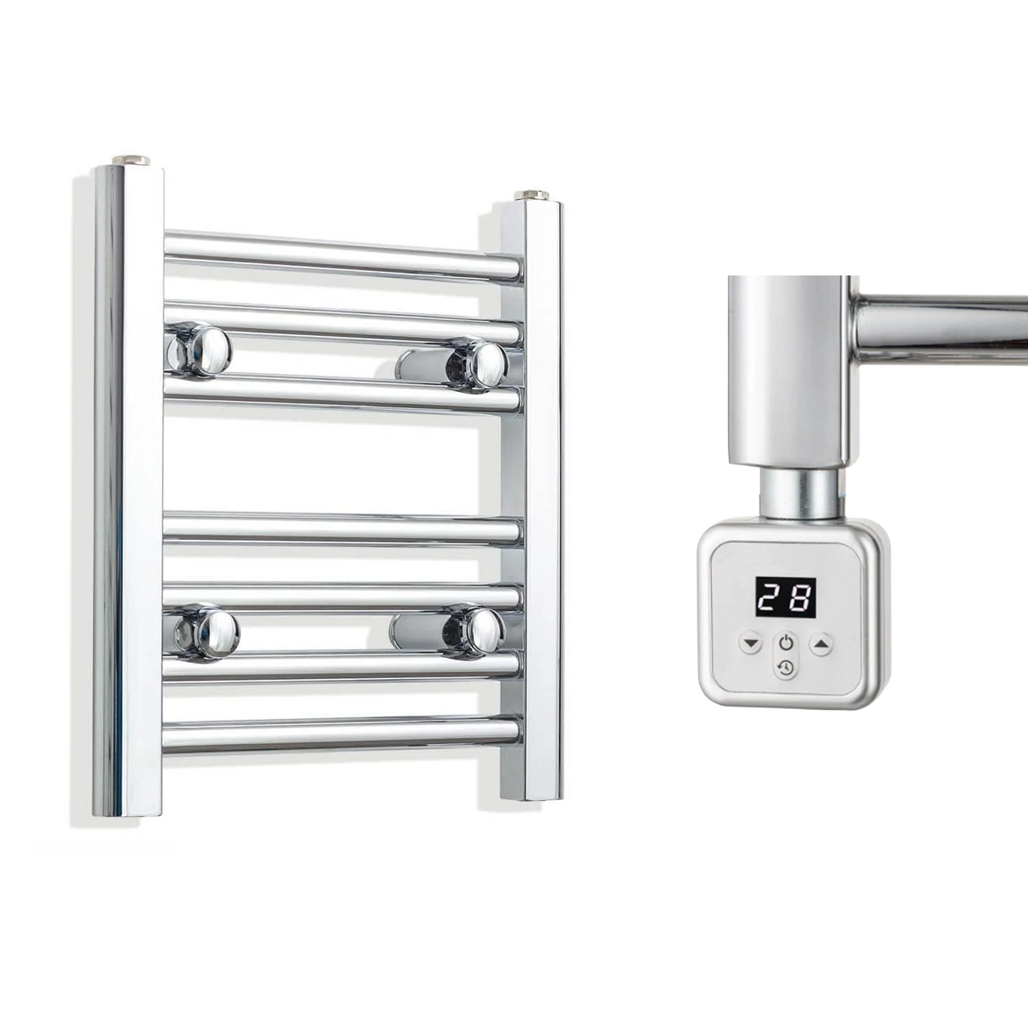 400mm Wide Electric Towel Radiator Chrome in Chrome Finish