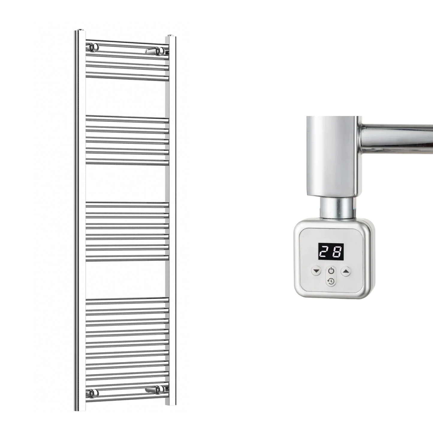 400mm Wide Electric Towel Radiator Chrome in Chrome Finish