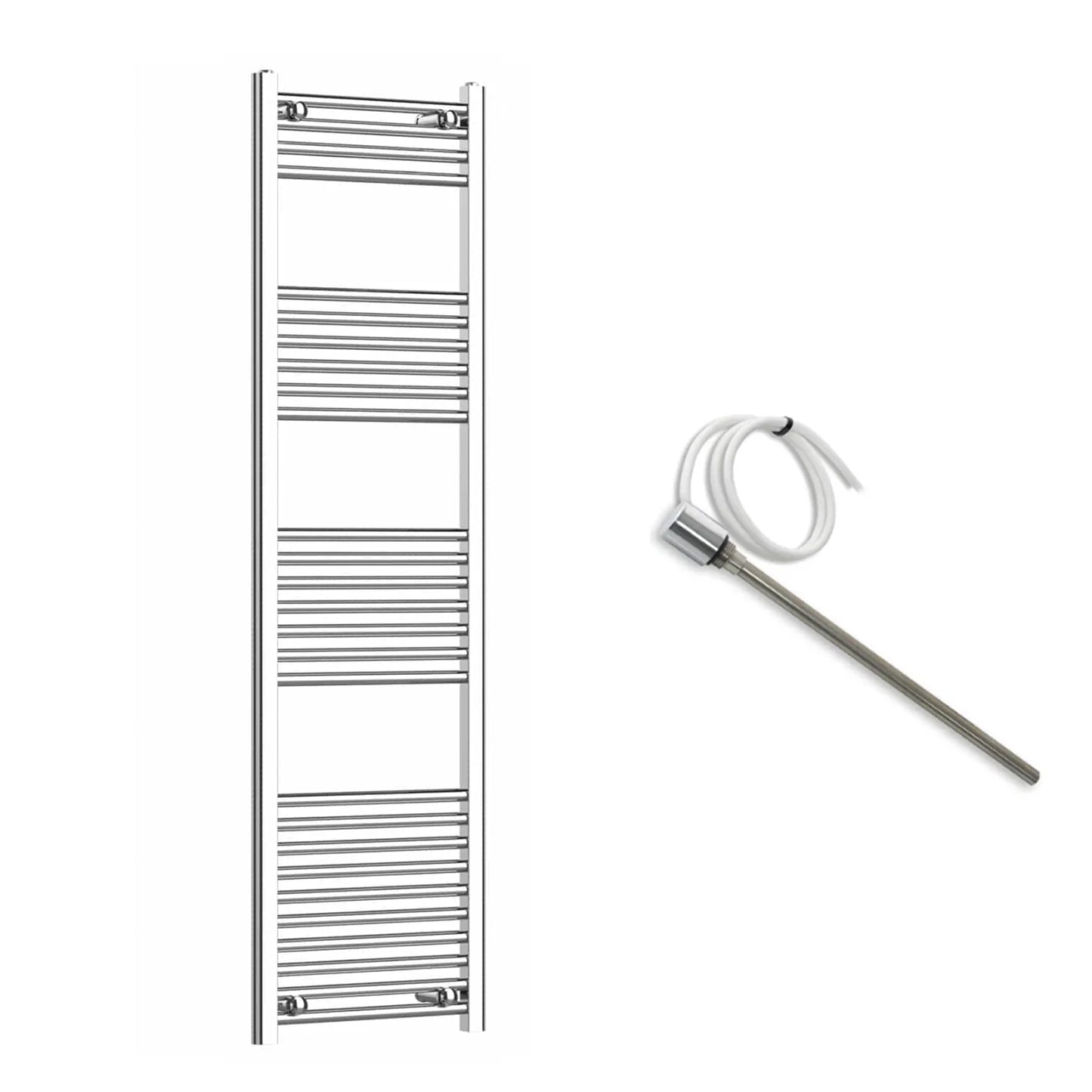 400mm Wide Electric Towel Radiator Chrome in Chrome Finish