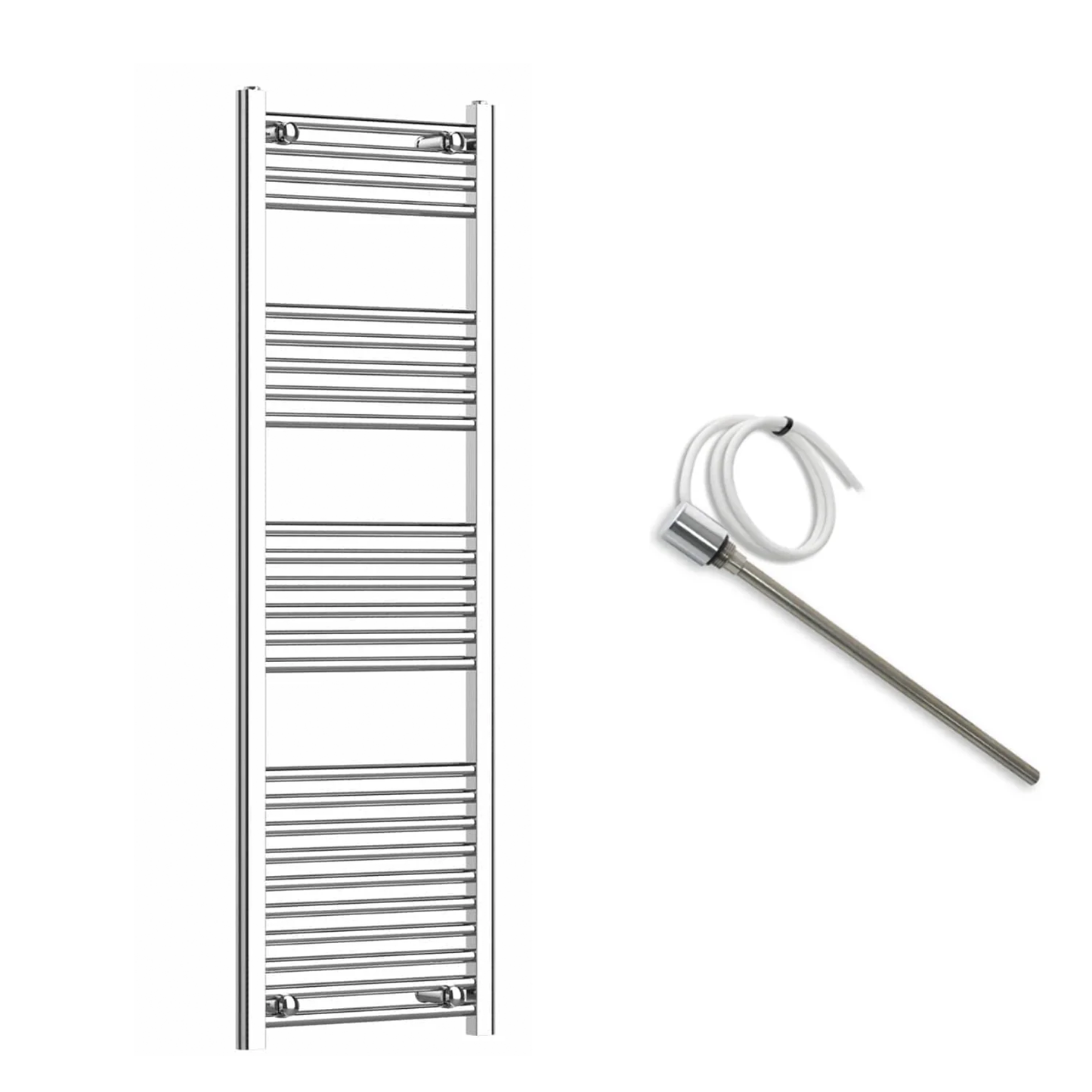 400mm Wide Electric Towel Radiator Chrome in Chrome Finish