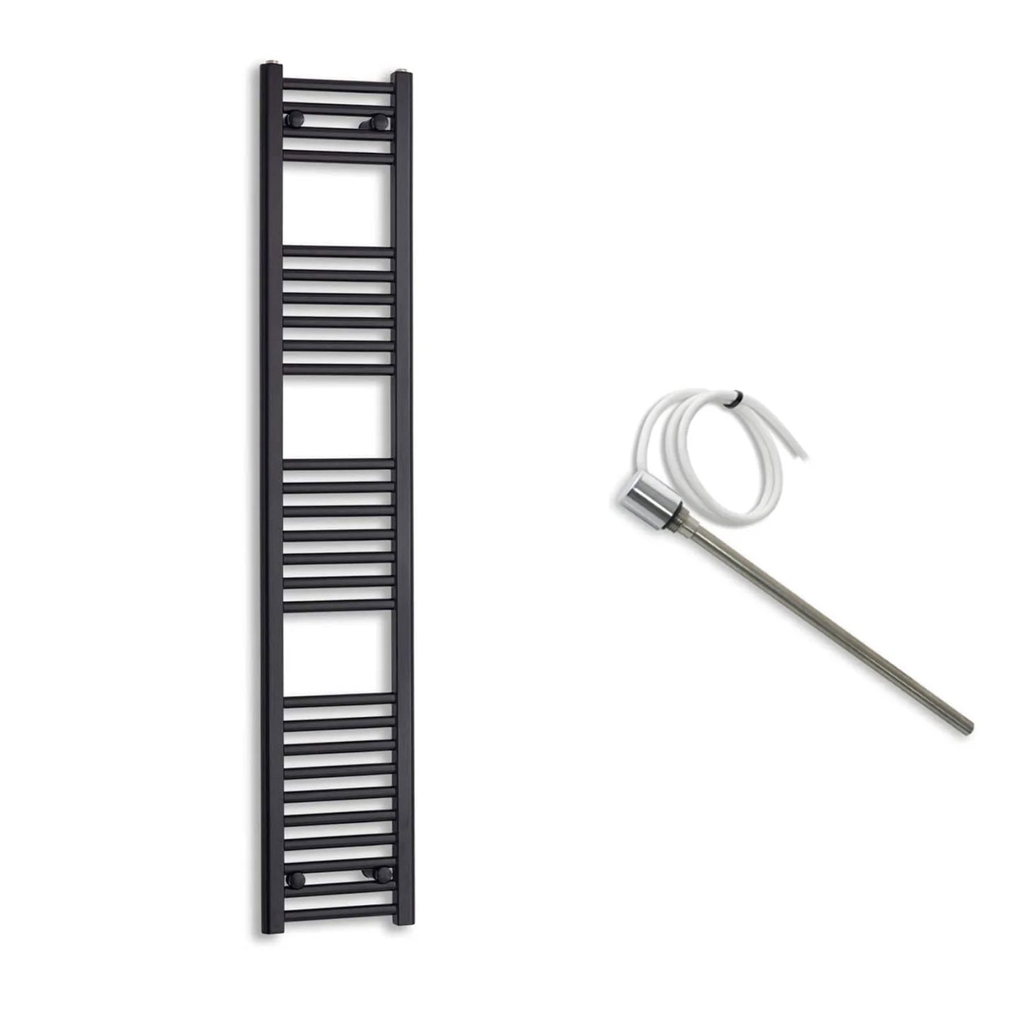 300mm Wide Electric Towel Radiator Black