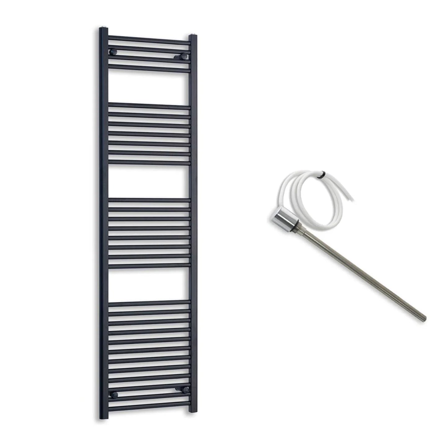 600mm Wide Electric Towel Radiator Black