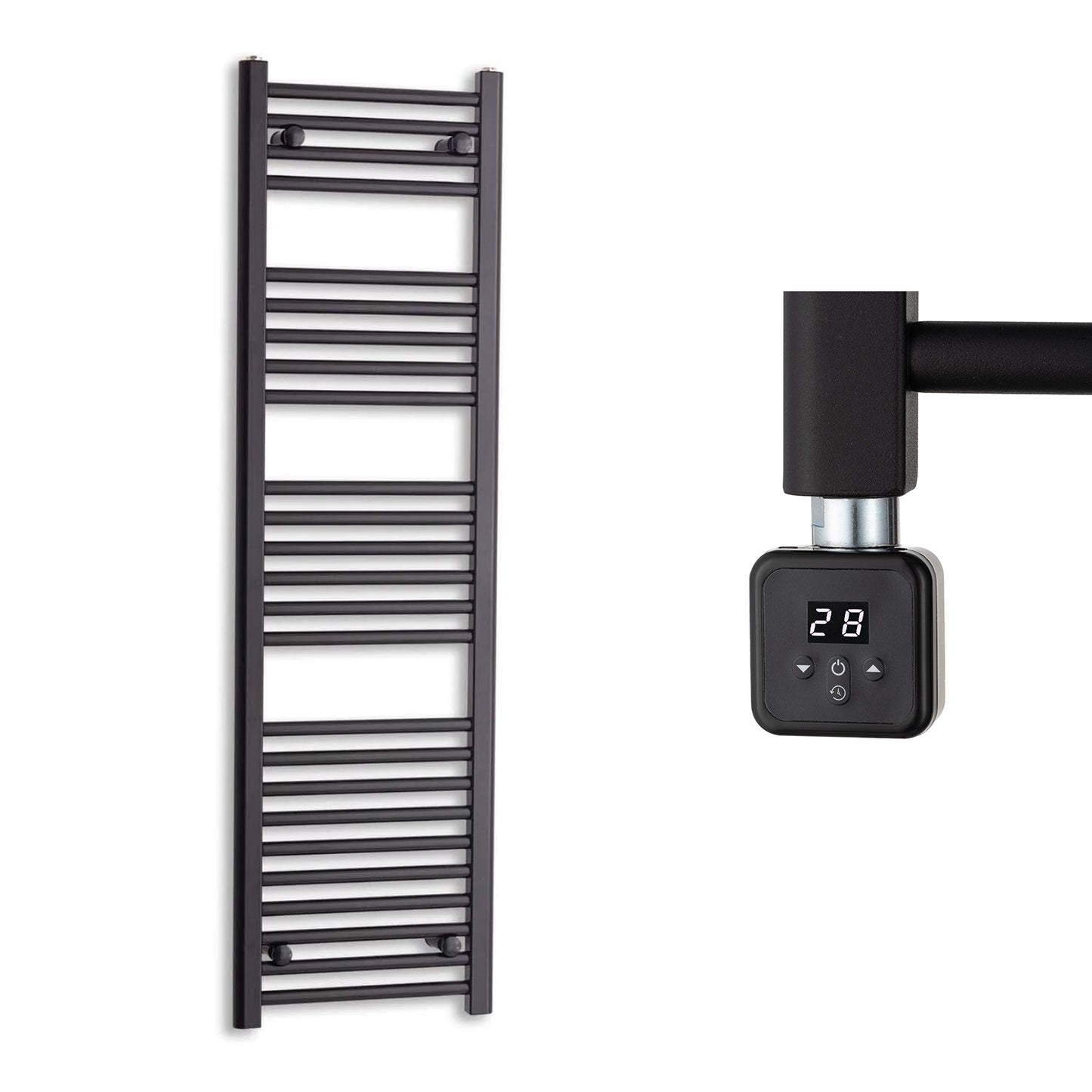 400mm Wide Electric Towel Radiator Black