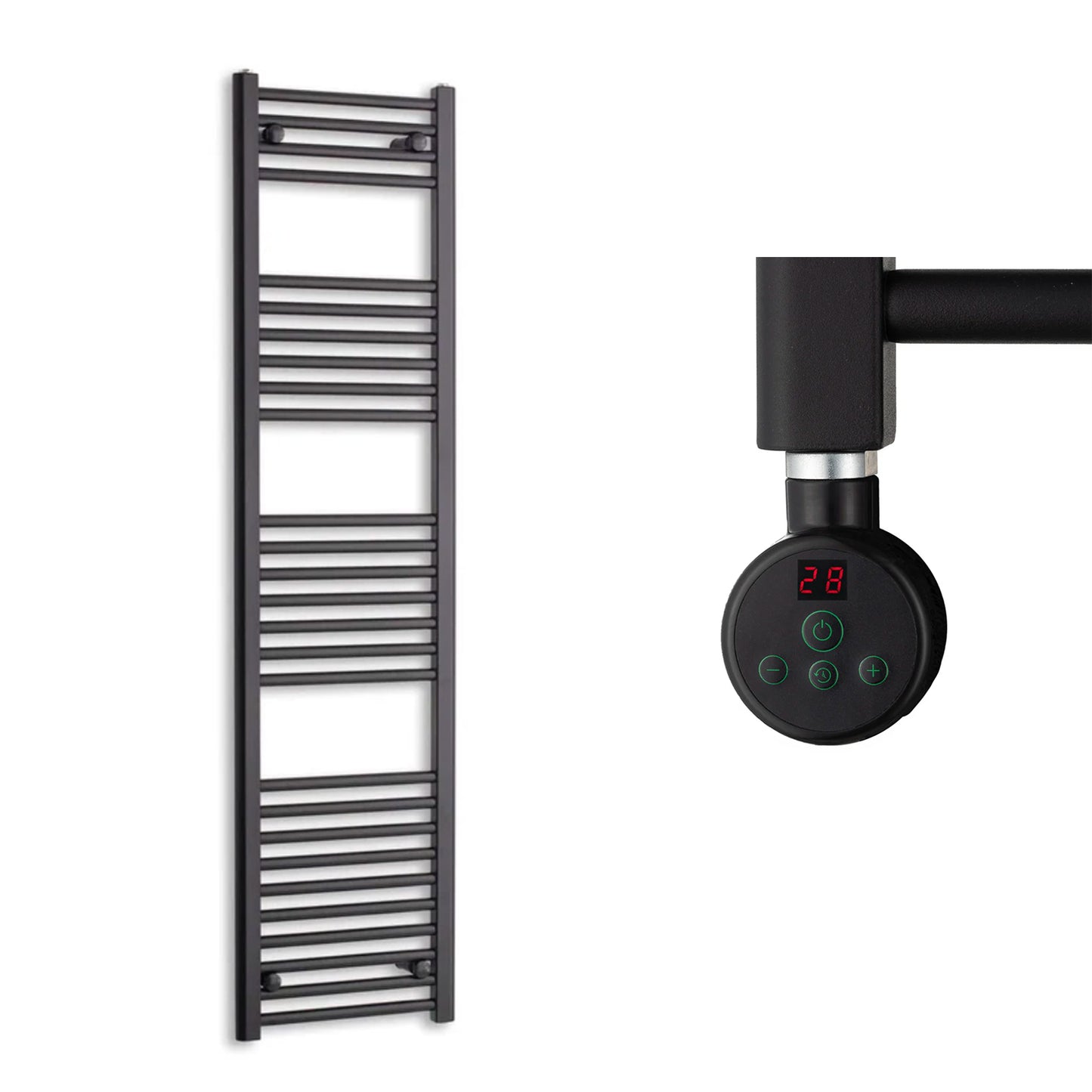 400mm Wide Electric Towel Radiator Black