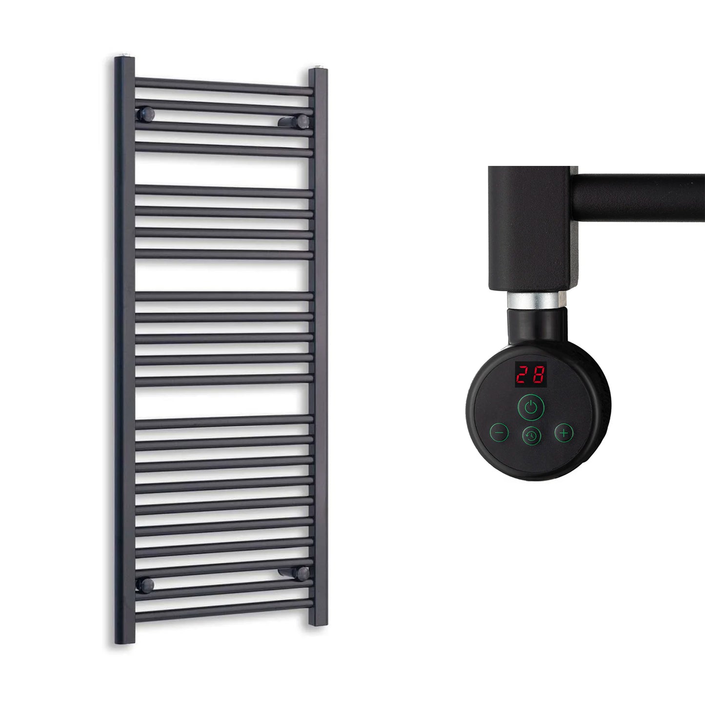 600mm Wide Electric Towel Radiator Black