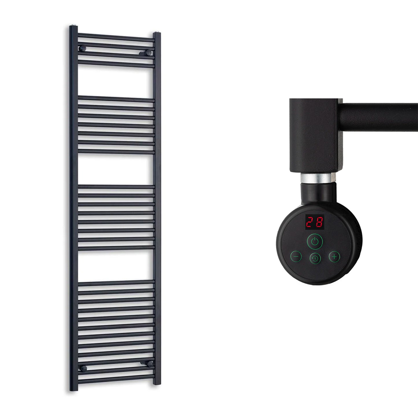 600mm Wide Electric Towel Radiator Black