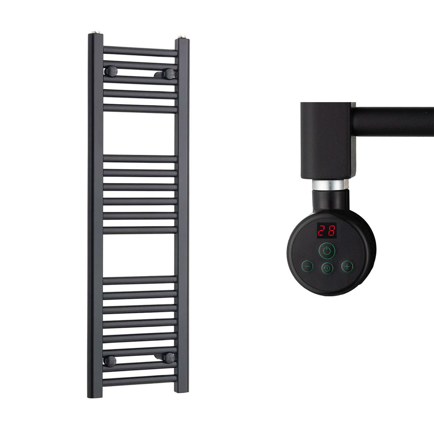 300mm Wide Electric Towel Radiator Black