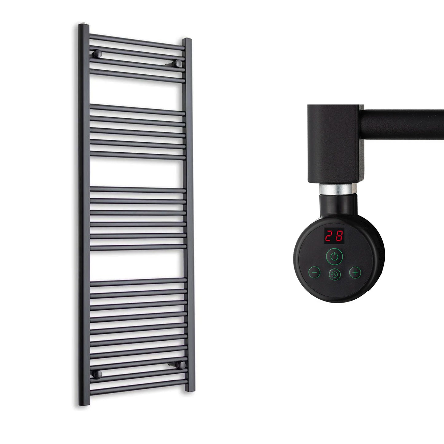 600mm Wide Electric Towel Radiator Black
