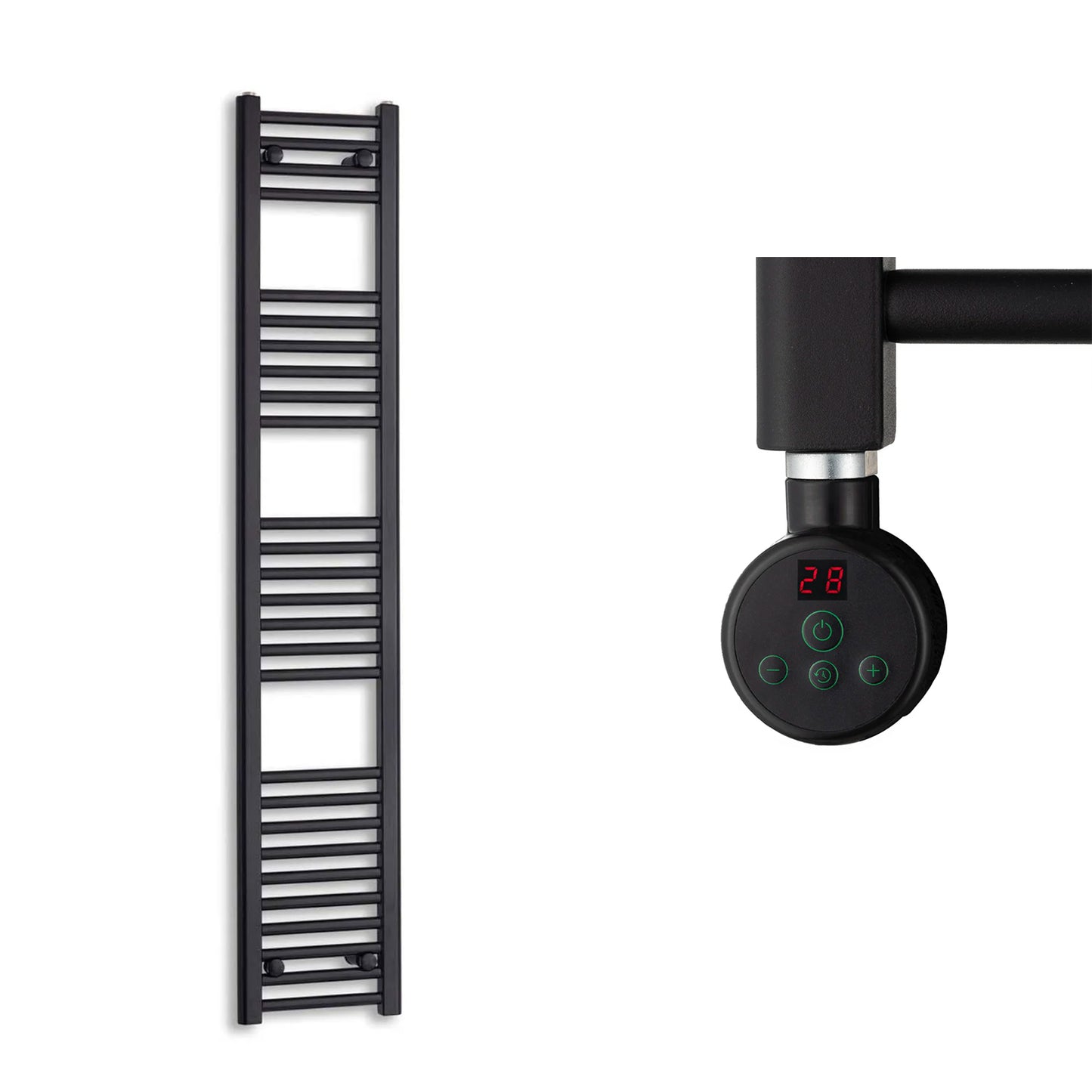 300mm Wide Electric Towel Radiator Black