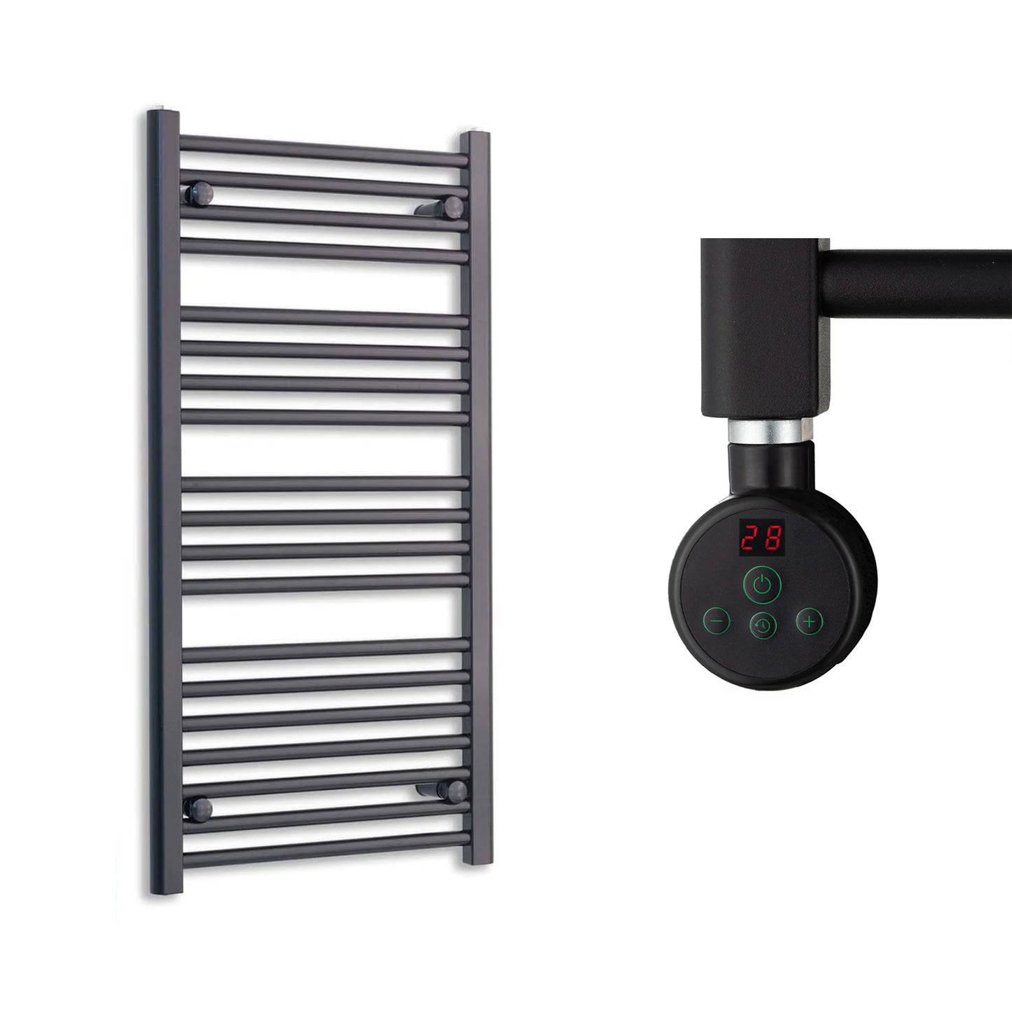 600mm Wide Electric Towel Radiator Black