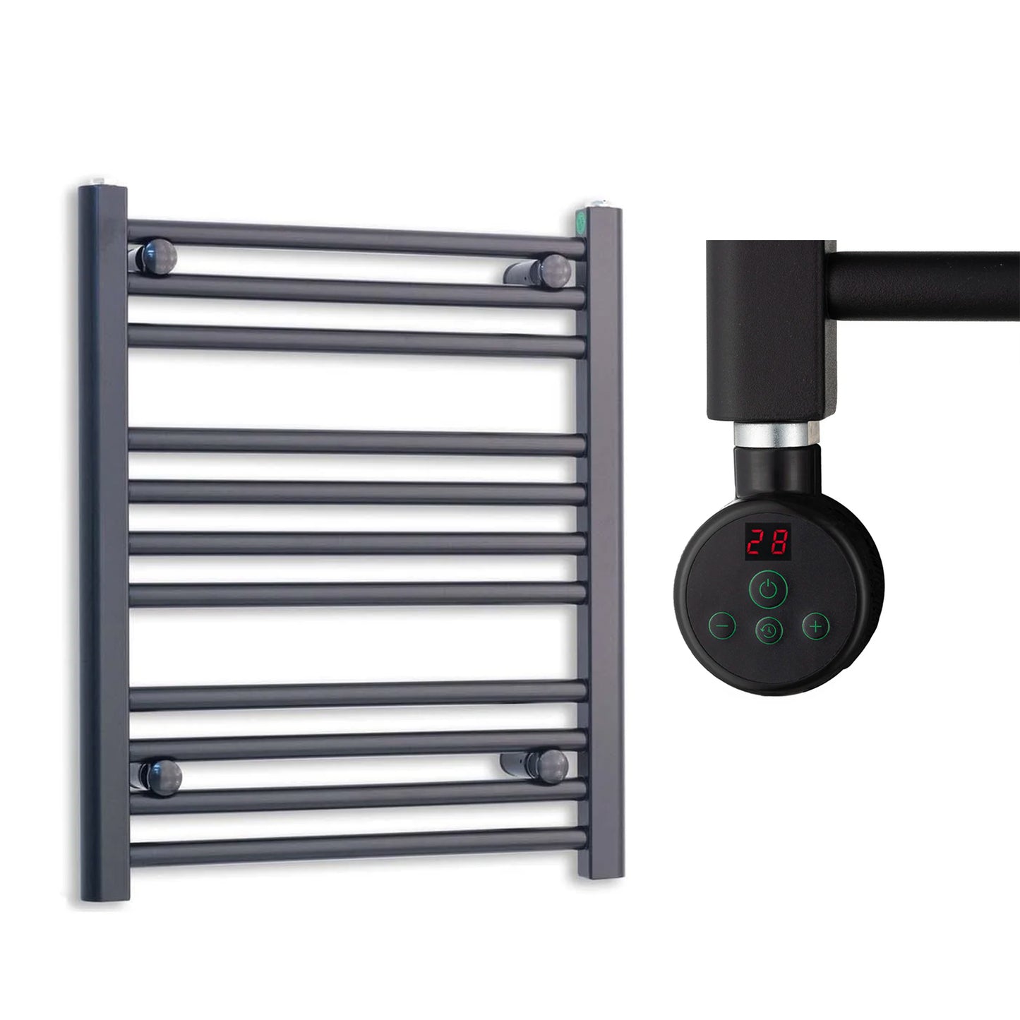 600mm Wide Electric Towel Radiator Black